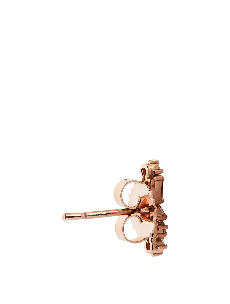 Fireworks 18K Rose Gold Stick Stud Earrings With Diamonds