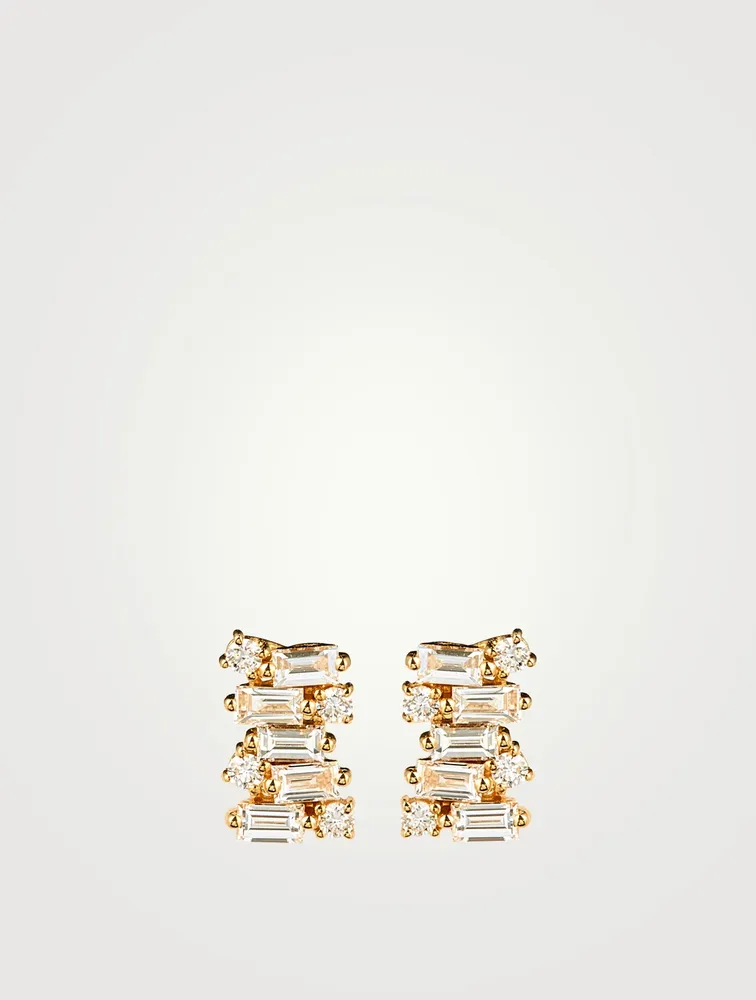 Fireworks 18K Gold Stud Earrings With Diamonds