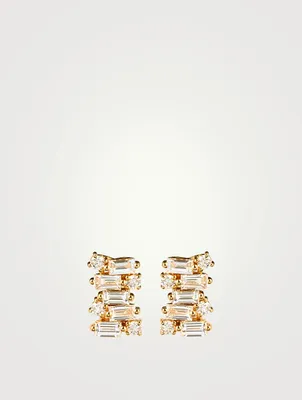 Fireworks 18K Gold Stud Earrings With Diamonds