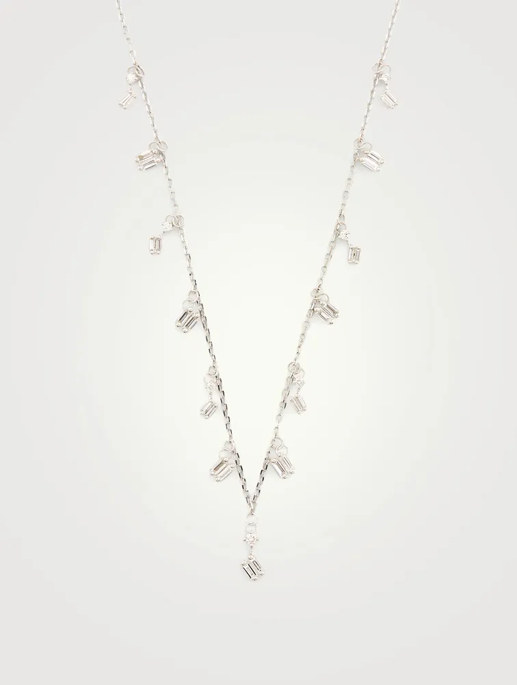 Fireworks 18K White Gold Dangle Necklace With Diamonds