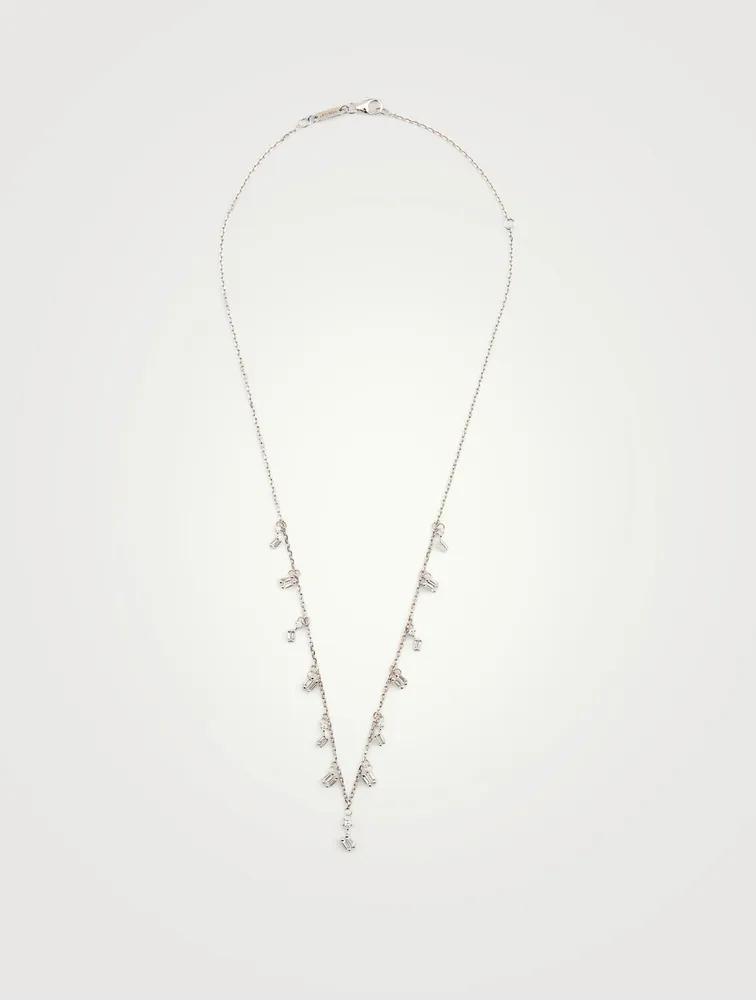 Fireworks 18K White Gold Dangle Necklace With Diamonds