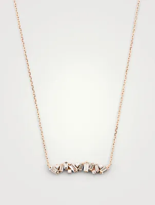 Fireworks 18K Rose Gold Bar Necklace With Diamonds