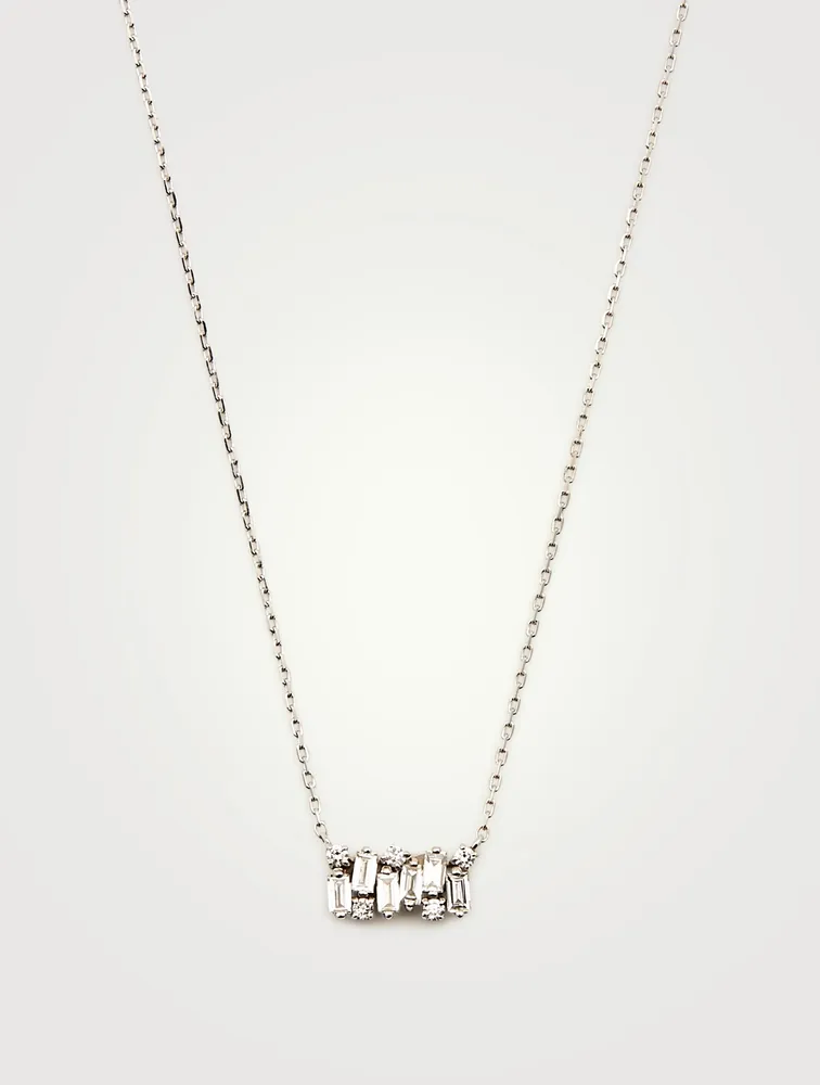 Fireworks 18K White Gold Shimmer Necklace With Diamonds