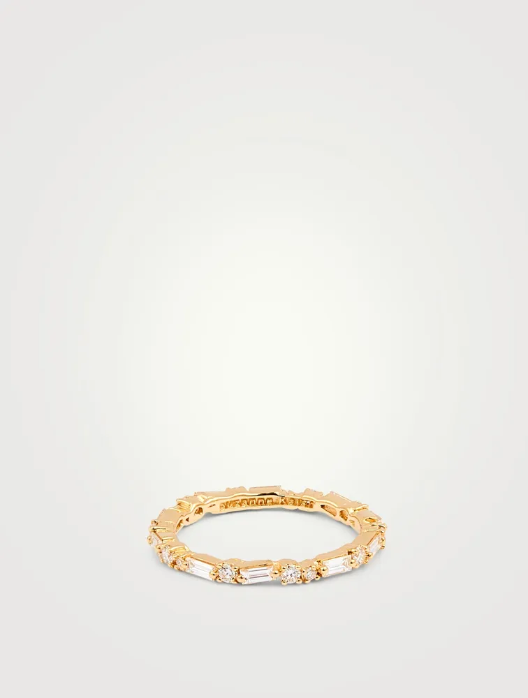 Fireworks 18K Gold Thin Mix Eternity Band With Diamonds