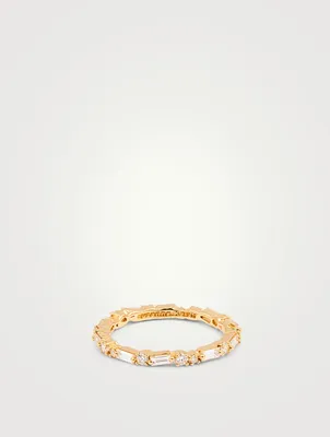 Fireworks 18K Gold Thin Mix Eternity Band With Diamonds