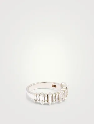 New Classic Fireworks 18K Gold Half Eternity Band With Diamonds