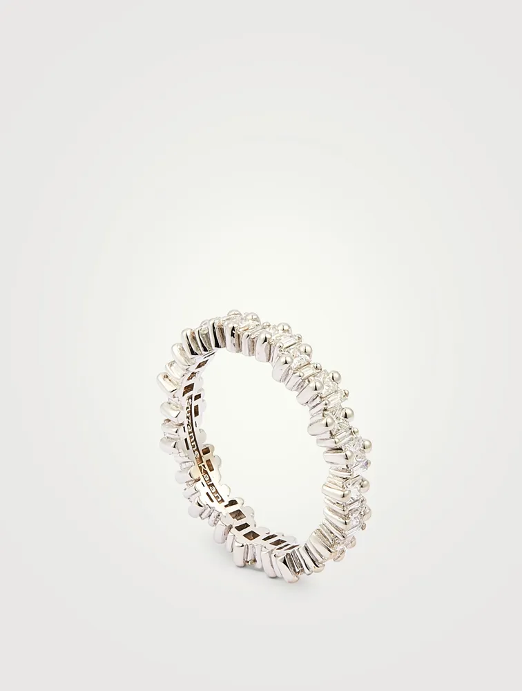 Fireworks 18K Gold Thin Eternity Band With Diamonds