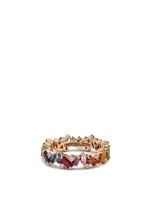 Rainbow Fireworks 18K Rose Gold Frenzy Eternity Band With Sapphire And Diamonds