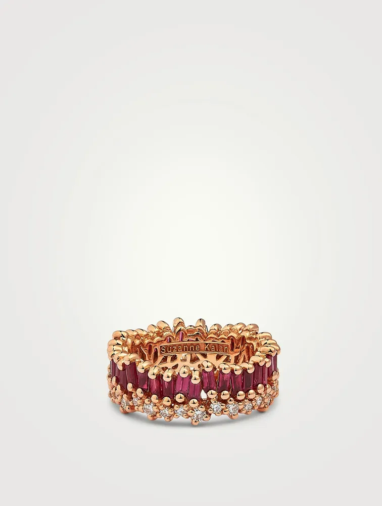 Fireworks 18K Rose Gold Eternity Band With Rubies And Diamonds