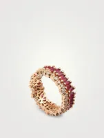 Fireworks 18K Rose Gold Eternity Band With Rubies And Diamonds