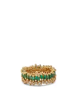 Fireworks 18K Gold Diamond Eternity Band With Emeralds And Diamonds