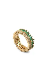 Fireworks 18K Gold Diamond Eternity Band With Emeralds And Diamonds