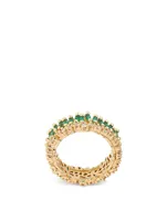 Fireworks 18K Gold Diamond Eternity Band With Emeralds And Diamonds