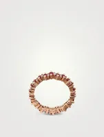 Fireworks 18K Rose Gold Thin Eternity Band With Ruby And Diamonds