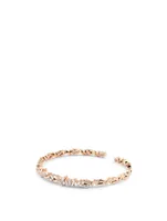 Classic Fireworks 18K Rose Gold Zig-Zag Bangle Cuff Bracelet With Diamonds