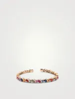Rainbow Fireworks 18K Gold Frenzy Bangle Cuff Bracelet With Sapphire And Diamonds