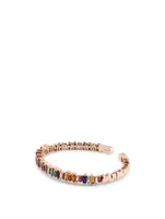 Rainbow Fireworks 18K Rose Gold Bangle Cuff Bracelet With Sapphire And Diamonds