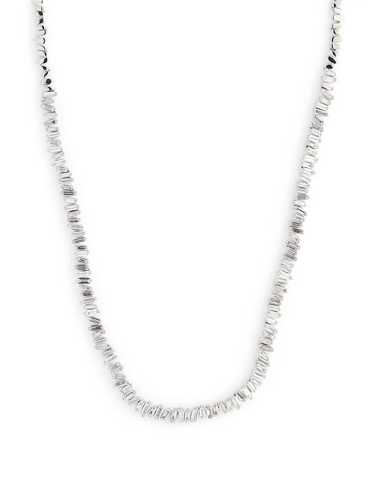 Fireworks 18K White Gold Tennis Necklace With Diamonds