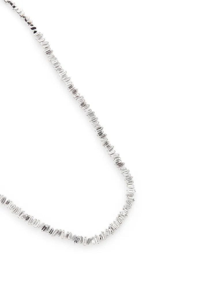 Fireworks 18K White Gold Tennis Necklace With Diamonds