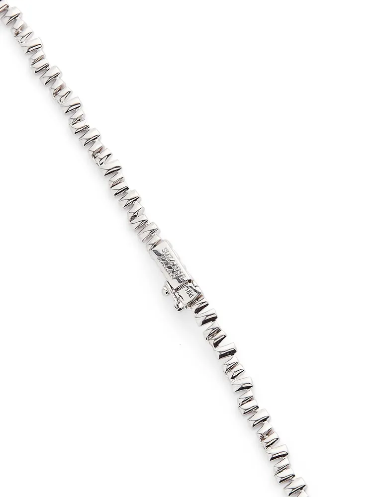 Fireworks 18K White Gold Tennis Necklace With Diamonds