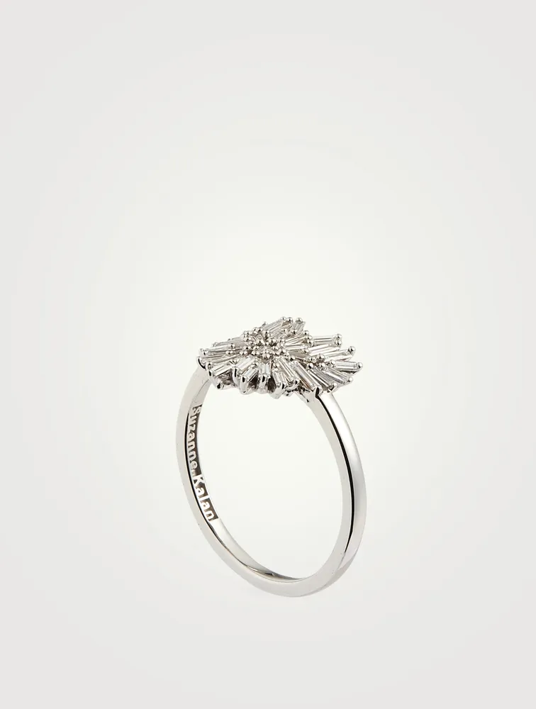 Mini Fireworks 18K White Gold Heart Ring With Diamonds