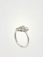 Mini Fireworks 18K White Gold Heart Ring With Diamonds