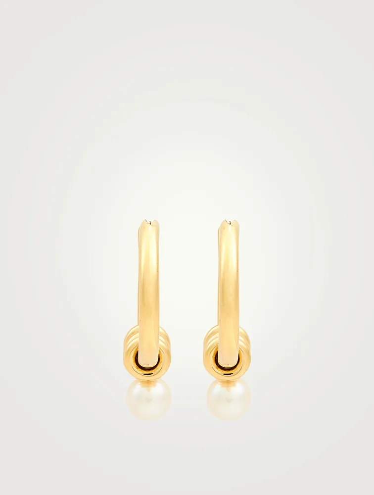 Akoya Ara 18K Gold Hoop Earrings With Pearls