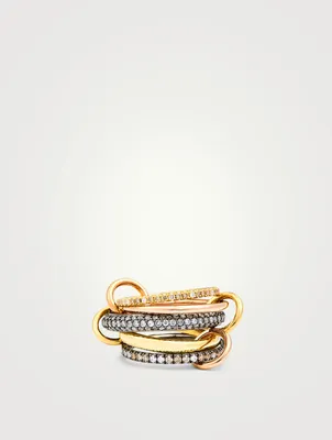 Leo Sterling Silver And 18K Gold Stacked Ring With Diamonds