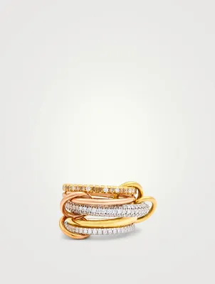 Leo Blanc 18K Gold Stacked Ring With Diamonds