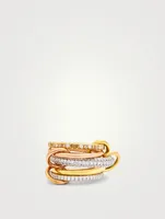 Leo Blanc 18K Gold Stacked Ring With Diamonds