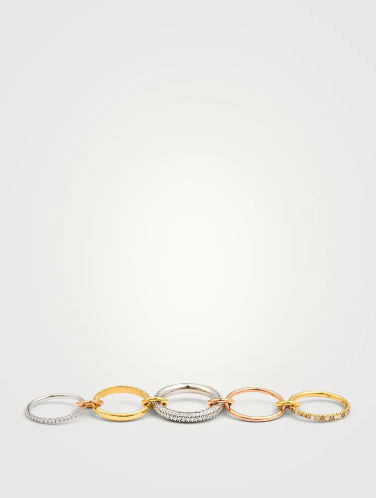 Leo Blanc 18K Gold Stacked Ring With Diamonds