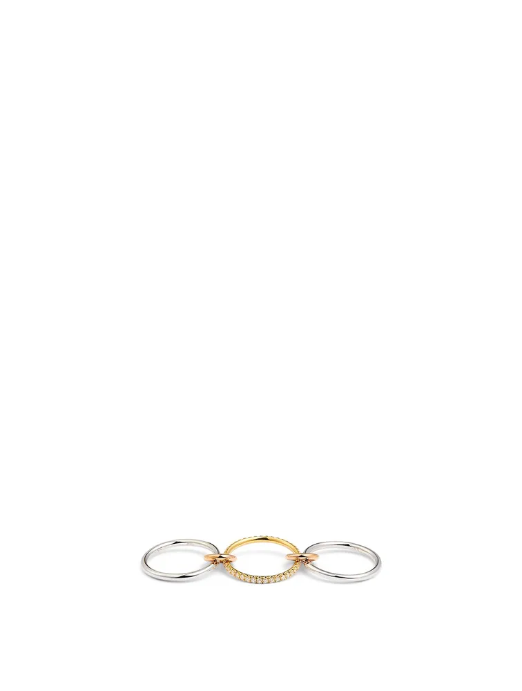 Sonny MX 18K Gold Stacked Ring With Diamonds