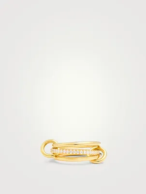Sonny 18K Gold Stacked Ring With Diamonds