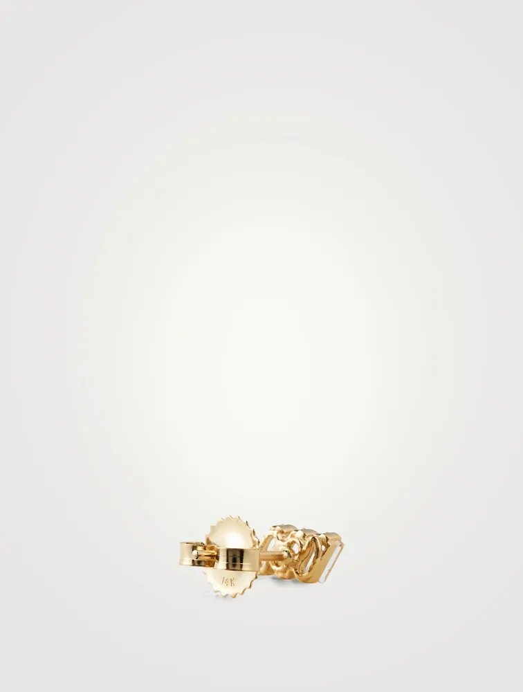 14K Gold Stud Earrings With White Topaz