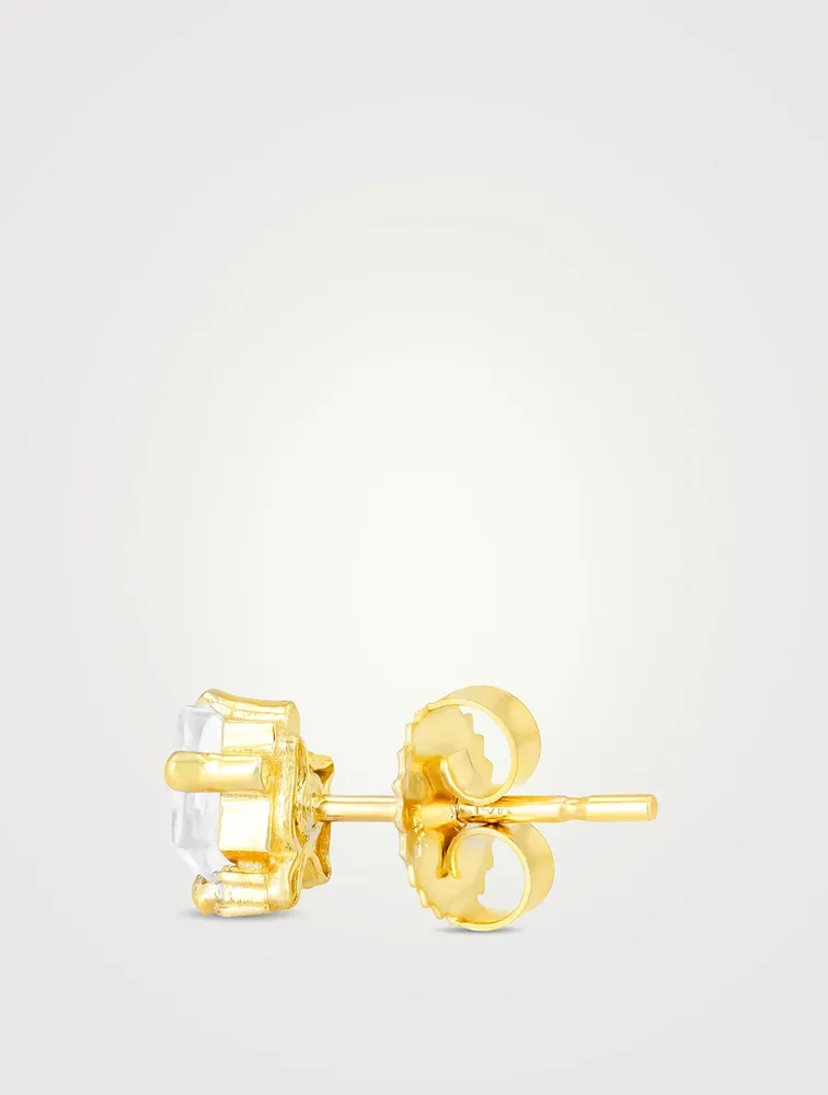 Santorini 14K Gold White Topaz And Diamond Stud Earrings