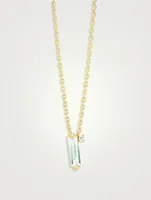 Santorini 14K Gold Necklace With Green Amethyst And Diamond