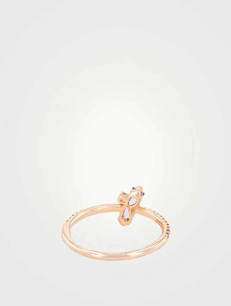 Santorini 14K Rose Gold Rose De France Ring With Diamonds