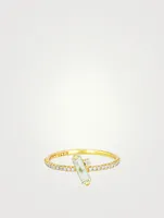 Santorini 14K Gold Green Amethyst Ring With Diamonds