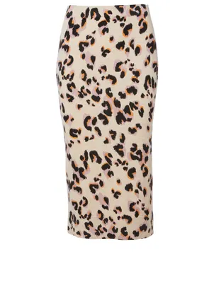 Cashmere Pencil Skirt Leopard Print