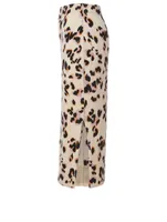 Cashmere Pencil Skirt Leopard Print