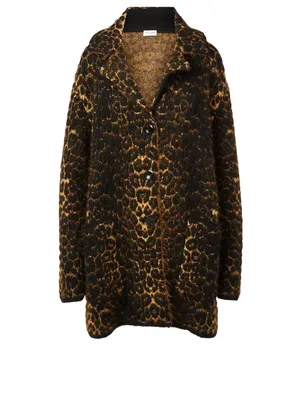 Wool And Mohair Jacquard Coat Leopard Print