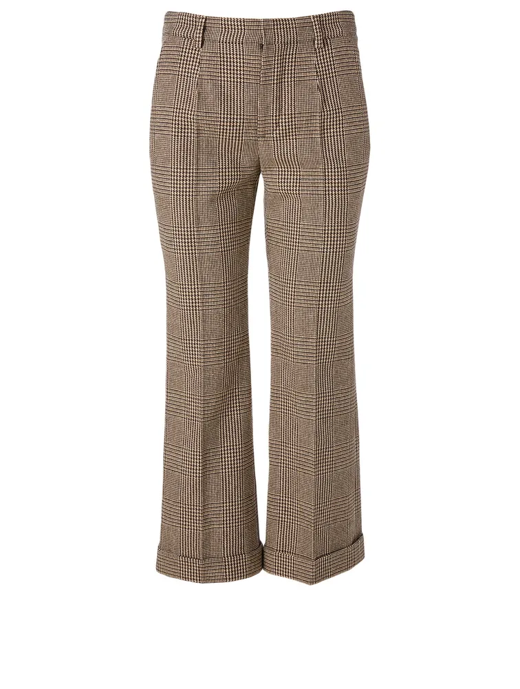 Wool-Blend Pants Check Print