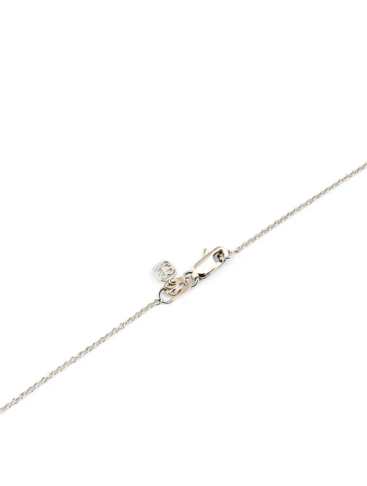 14K White Gold Hamsa Necklace With Diamonds And Sapphire