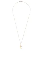 14K Gold Moon And Star Necklace With Diamonds