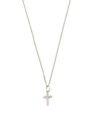 Small 14K White Gold Cross Necklace With Diamonds