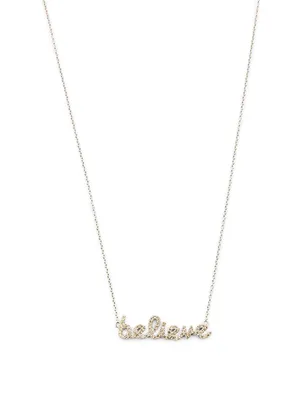 Small 14K White Gold Believe Necklace With Diamonds