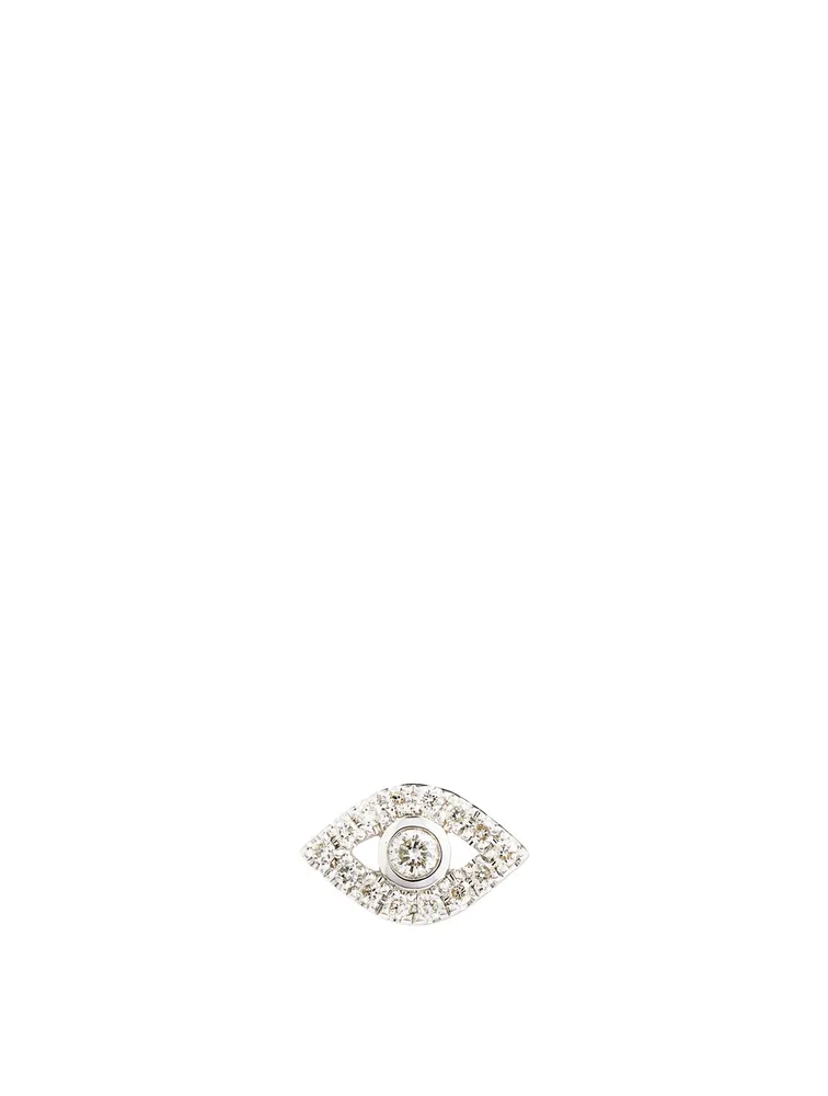 14K White Gold Evil Eye Earring With Diamonds