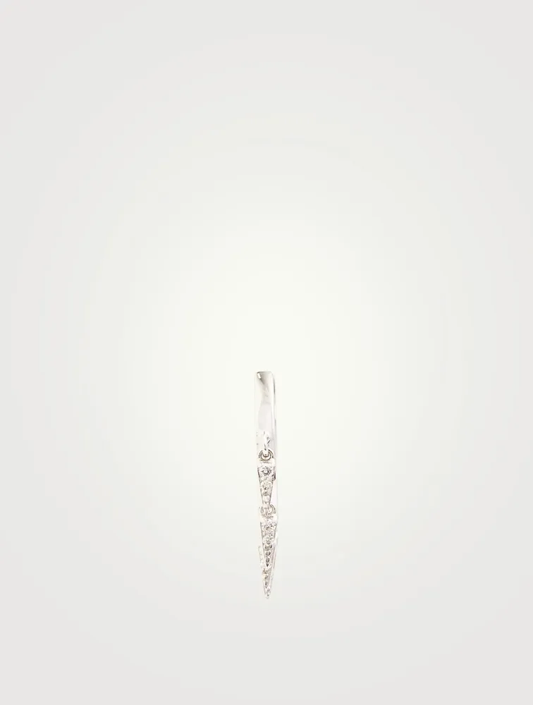 14K White Gold Huggie Hoop Earring With Diamonds