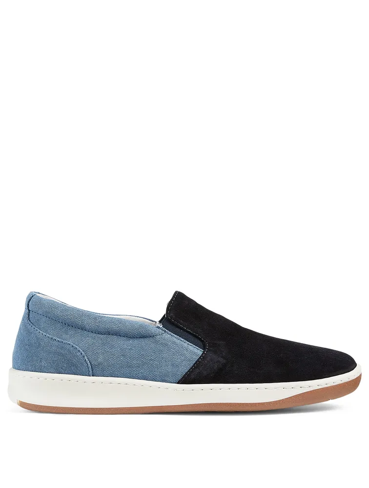 Suede And Canvas Slip-On Sneakers