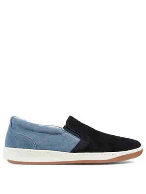 Suede And Canvas Slip-On Sneakers
